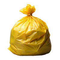 Closed Yellow Plastic Garbage Bag Isolated on Transparent Background png