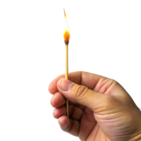 Hand Holding a Burning Matchstick Against a Transparent Background png