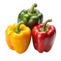 Three Different Colored Peppers on Transparent Background png