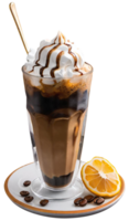 Fresh iced coffee with milk png