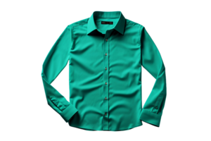 verde azulado largo manga camisa estilo en un transparente antecedentes. png