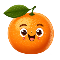 Illustration of a fruit orange with a funny face png