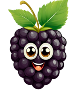 Illustration of a fruit blackberry with a funny face png