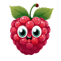 Illustration of a fruit raspberry with a funny face png