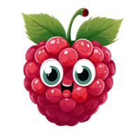 Illustration of a fruit raspberry with a funny face png