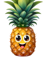 illustratie van een fruit ananas met een grappig gezicht png