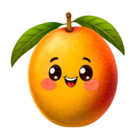 illustratie van een fruit mango met een grappig gezicht png