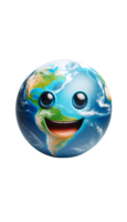 Illustration of cute earth planet with a smiley face png