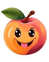 ilustración de un Fruta melocotón con un gracioso cara png