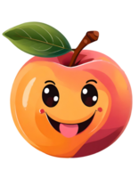 illustration de une fruit pêche avec une marrant visage png