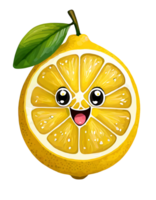 Illustration of a fruit lemon with a funny face png