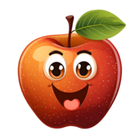 Illustration of a fruit apple with a funny face png