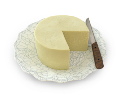 les mines fromage sur une assiette avec une Couper tranche, et une couteau sur le côté dans le toile de fond png
