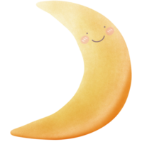 Cute sky watercolor moon isolated on transparent background png