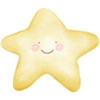 Cute sky watercolor star isolated on transparent background png