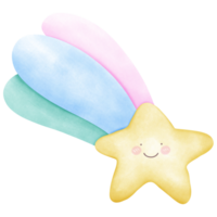Cute sky watercolor rainbow and star isolated on transparent background png