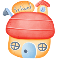 Cute cartoon school watercolor clip art isolated on transparent background png