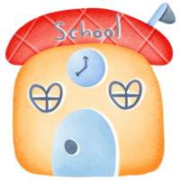 Cute cartoon school watercolor clip art isolated on transparent background png