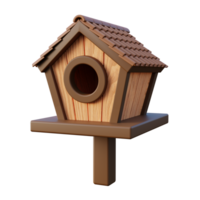 Wooden Bird House 3D Render png