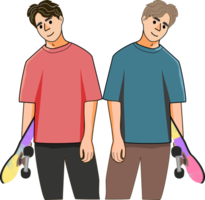 two young men with skateboards png