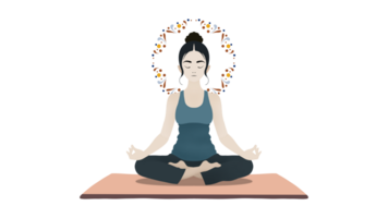 donna seduta nel yoga loto posa, salutare benessere asiatico donna yoga respirazione Meditare nel loto posizione, spirito di il universo, un' donna esegue yoga e meditare, meditazione, consapevolezza png