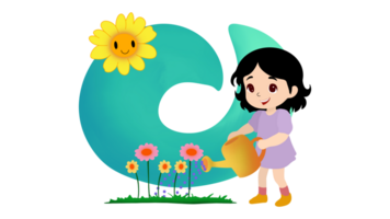 Young girl watering plants, Cute funny young woman with watering can taking care, Happy woman watering plants in garden, Watering can on the garden, eco green png