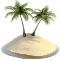 Small Island With Two Palm Trees on transparent background. Generative by AI png