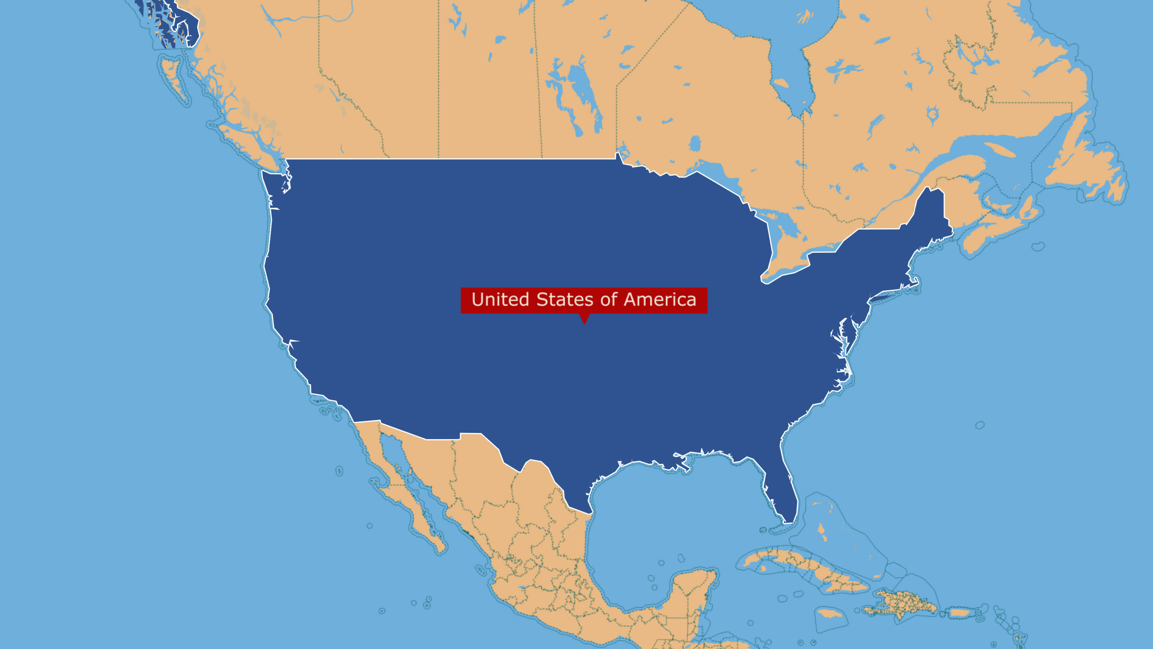 Animated United States map highlighted - Animated United States Map Highlighted Blue Color Zooming From Top Space View North America Continent Country Usa Border With Canada And Mexico Detailed Alaska Political Country 3d Map Animation Free Video