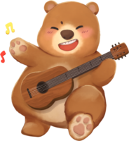 Bear playing guitar png