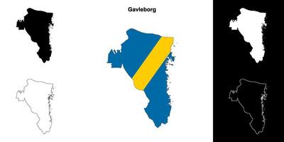 Gavleborg county blank outline map set vector