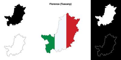 Florence province outline map set vector
