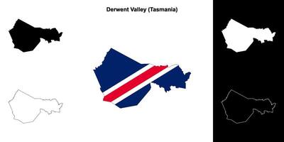 Derwent Valley blank outline map set vector