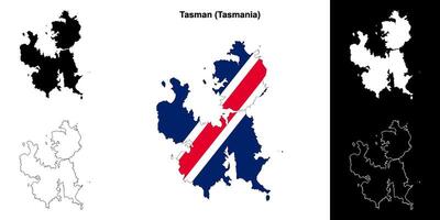Tasman blank outline map set vector