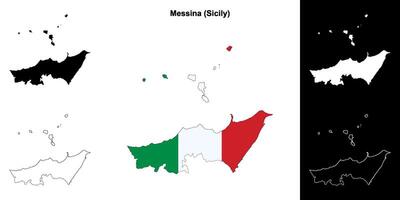 Messina province outline map set vector
