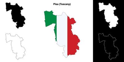 Pisa province outline map set vector