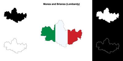 Monza and Brianza province outline map set vector