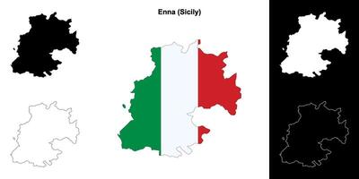 Enna province outline map set vector