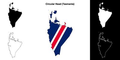 Circular Head blank outline map set vector