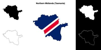 Northern Midlands blank outline map set vector