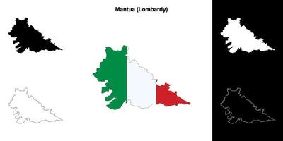 Mantua province outline map set vector