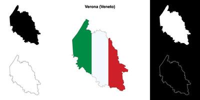 Verona province outline map set vector