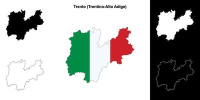 Trento province outline map set vector