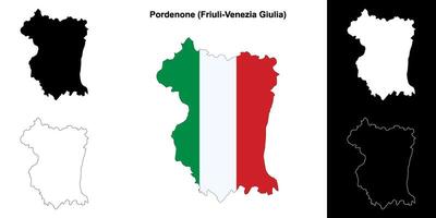 Pordenone province outline map set vector