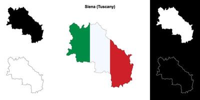 Siena province outline map set vector