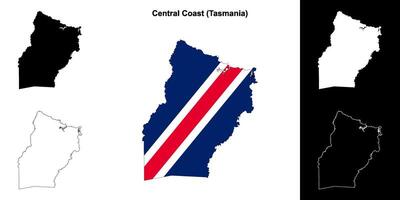 Central Coast blank outline map set vector