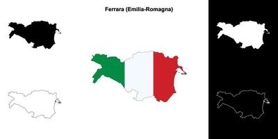 Ferrara province outline map set vector