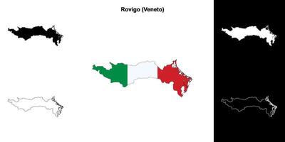 Rovigo province outline map set vector