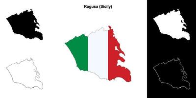Ragusa province outline map set vector