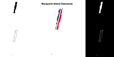 Macquarie Island blank outline map set vector