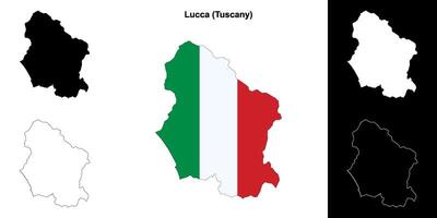 Lucca province outline map set vector